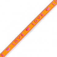 Schmuckband mit Tekst "Love" Neon orange-pink